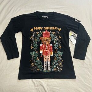 Seven Souls Kids Beary Christmas Nutcracker Bear Long Sleeve Shirt Black 10/12